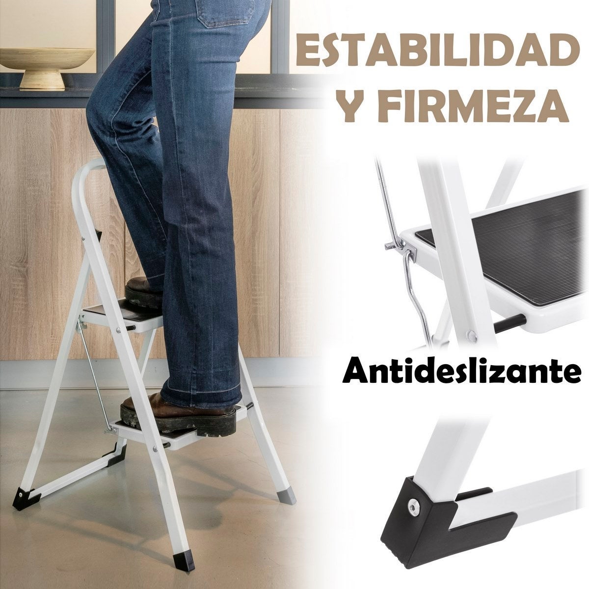 Escalera de acero blanco