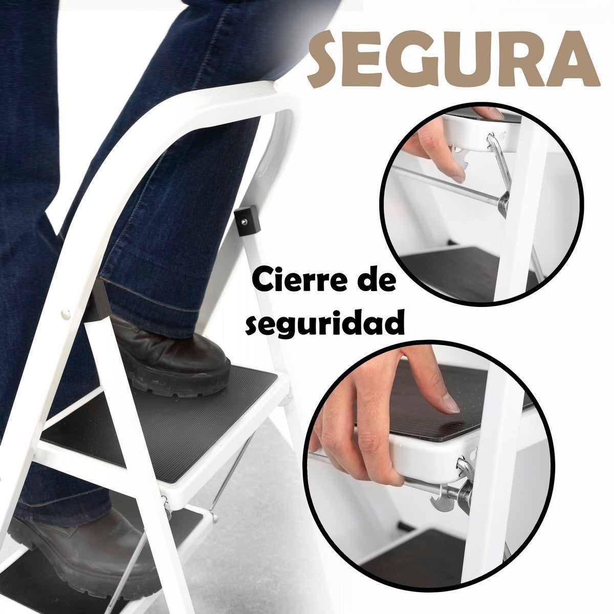 Escalera de acero blanco