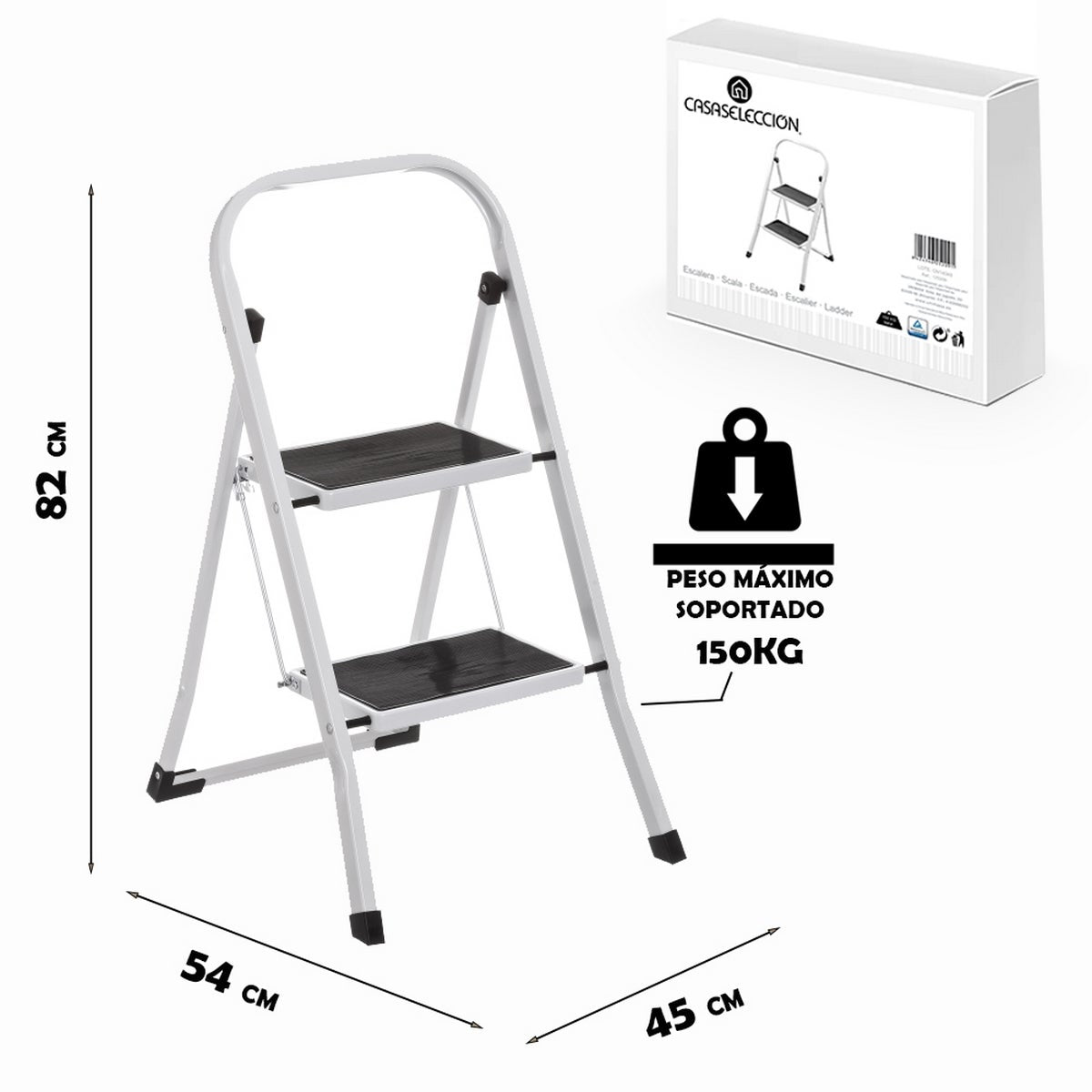 Escalera de acero blanco