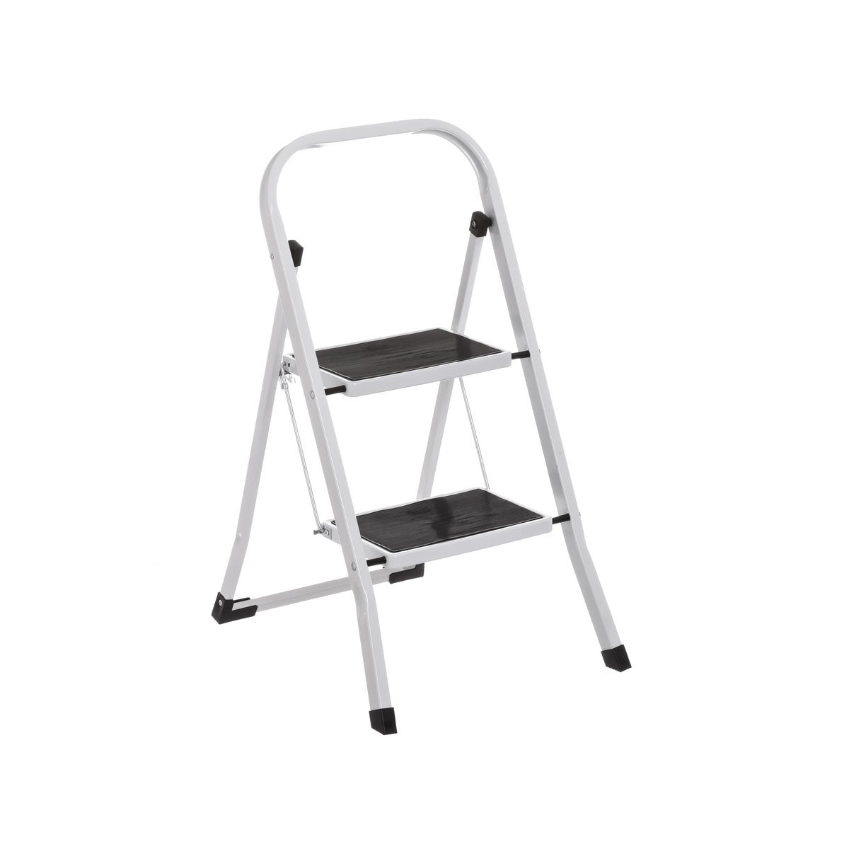Escalera de 2 peldaños antideslizante blanco acero de 82x54x45 cm