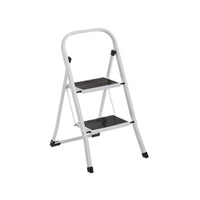 Escalera de 2 peldaños antideslizante blanco acero de 82x54x45 cm