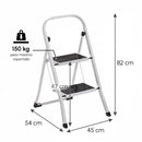 Escalera de 2 peldaños antideslizante blanco acero de 82x54x45 cm