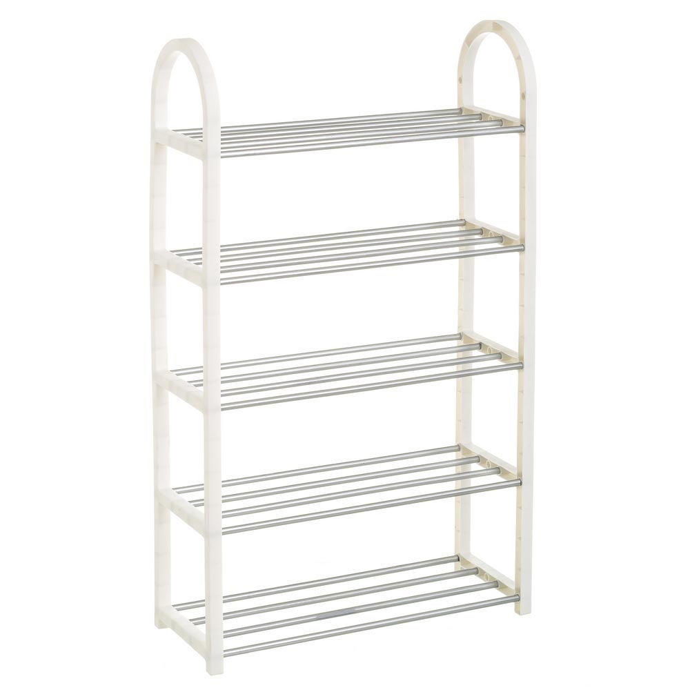 Zapatero de metal cromado blanco