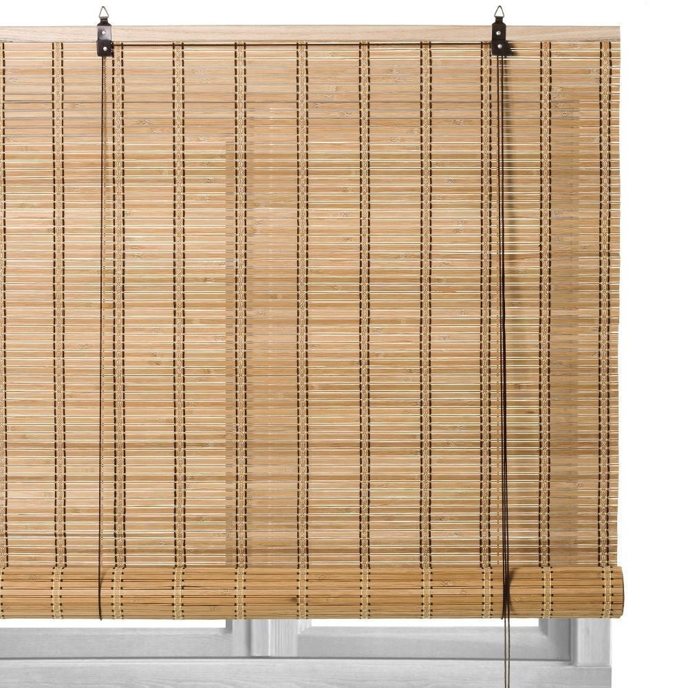 Estor enrollable beige de láminas de bambú de 90x180 cm