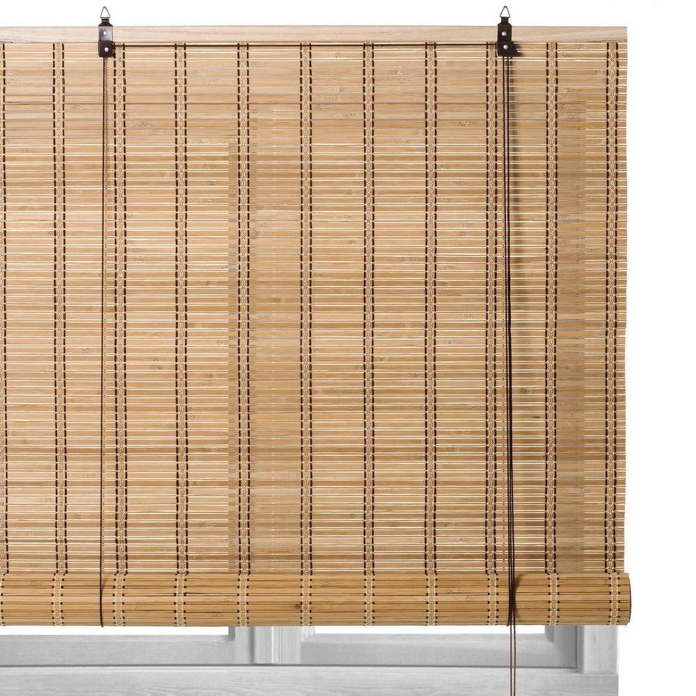 Estor enrollable beige de láminas de bambú de 120x180 cm