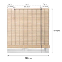 Estor enrollable beige de varillas de bambú de 180x120 cm