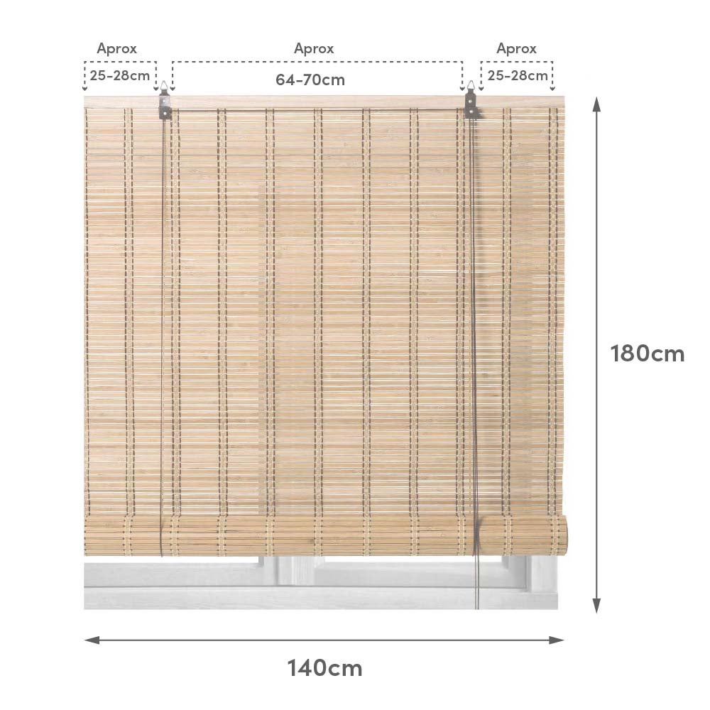 Estor enrollable beige de varillas de bambú de 140x180 cm