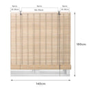 Estor enrollable beige de varillas de bambú de 140x180 cm