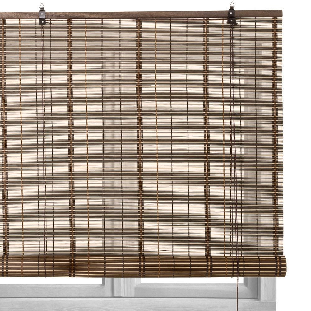 Estor enrollable marrón de varillas de bambú de 140x180 cm