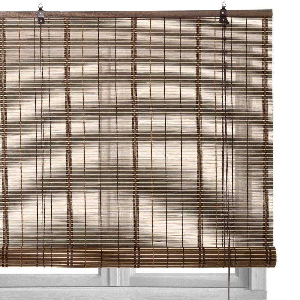 Estor enrollable marrón de varillas de bambú de 160x180 cm