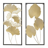 Set de 2 murales de metal negro y dorado