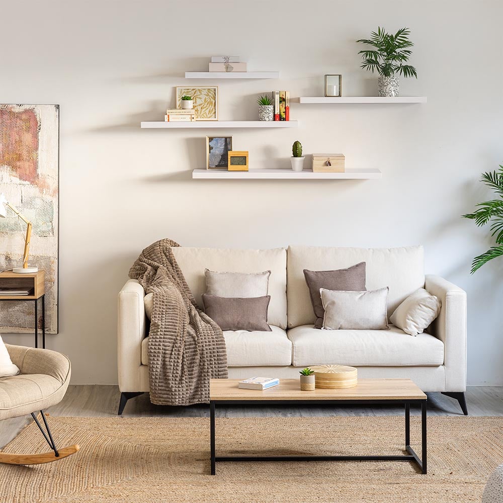 Estante de pared flotante blanco de 80 cm