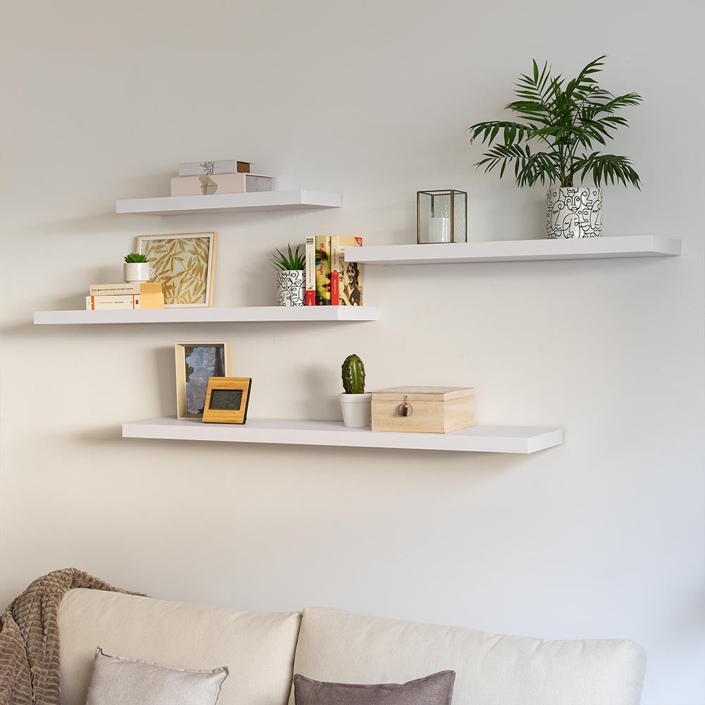 Estante de pared flotante blanco de 100 cm