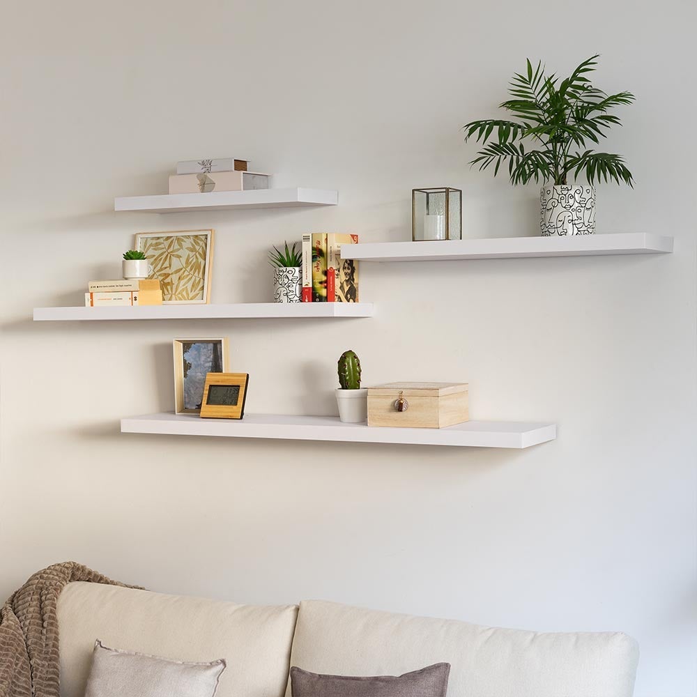 Estante de pared flotante blanco de 120 cm