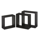 Set de 3 estantes de pared cubo negros