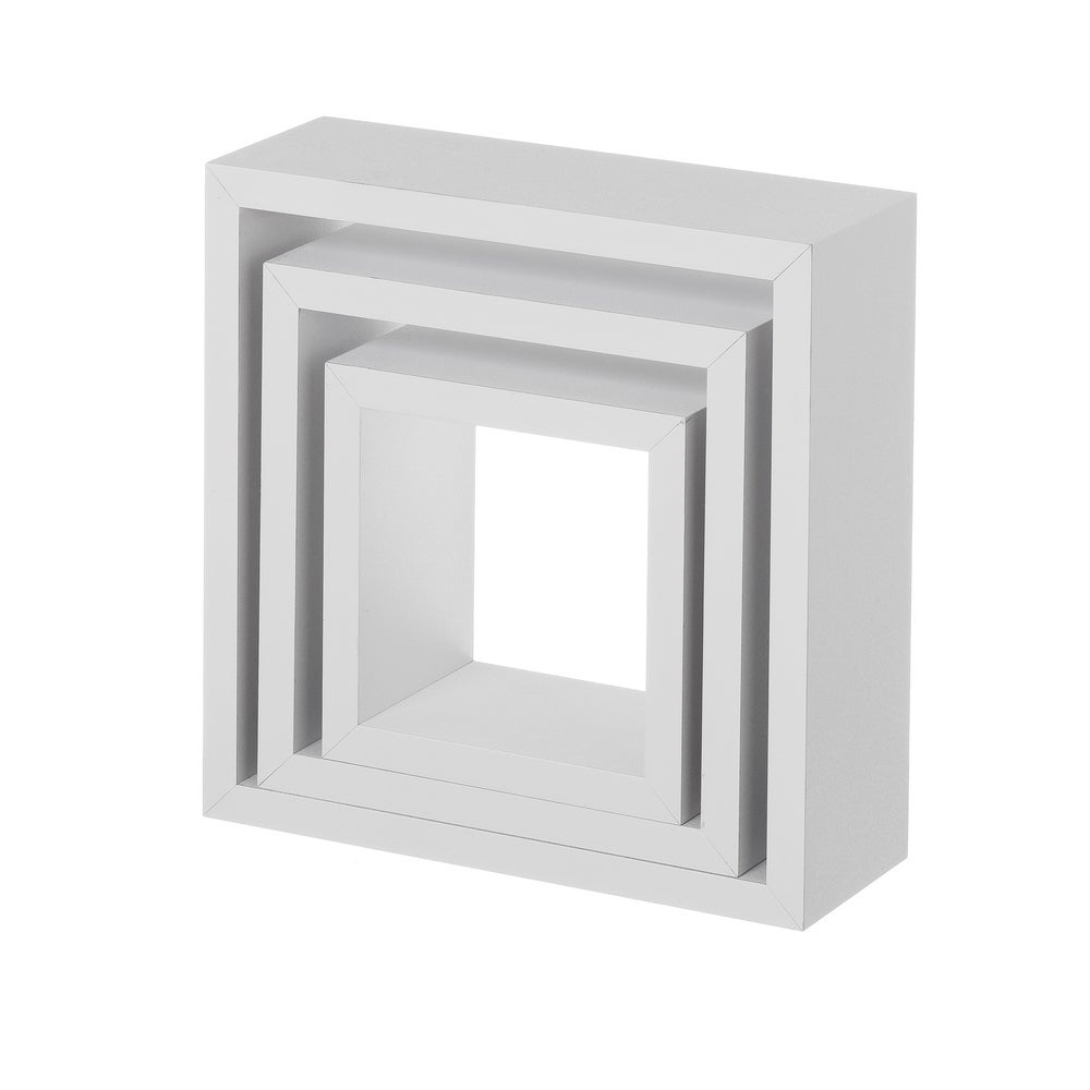 Set de 3 estantes de pared cubo blancos