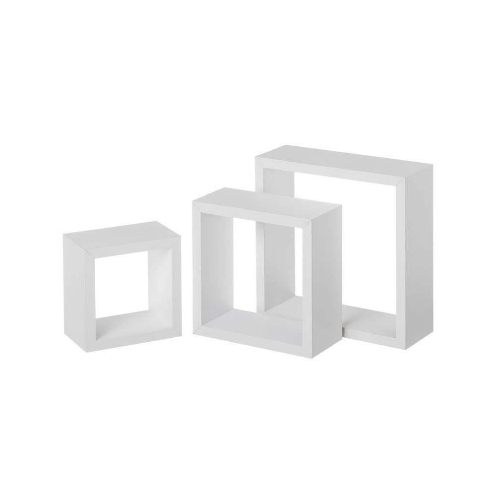 Set de 3 estantes de pared cubo blancos
