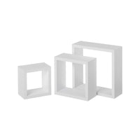 Set de 3 estantes de pared cubo blancos