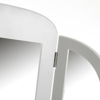 Tocador de madera de paulonia blanco con espejo y cajón