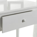 Tocador de madera de paulonia blanco con espejo y cajón