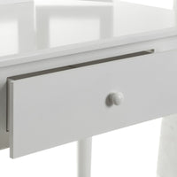 Tocador de madera de paulonia blanco con espejo y cajón