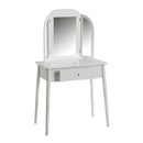 Tocador de madera de paulonia blanco con espejo y cajón