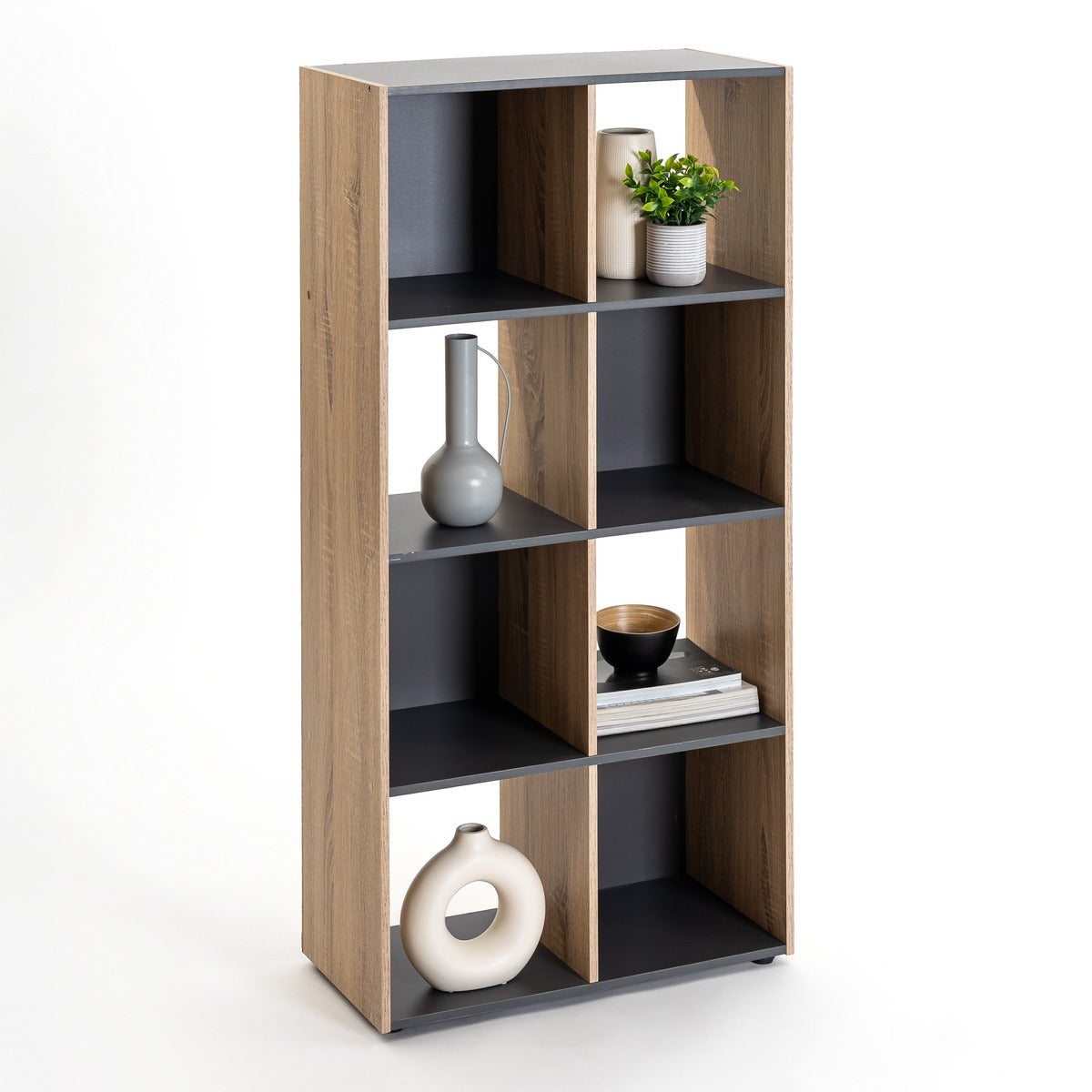 Estantería Cubo laminado gris y natural