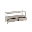 Mueble TV de madera y metal blanco con 2 cajones