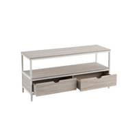 Mueble TV de madera y metal blanco con 2 cajones 120x39x57 cm