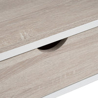 Mueble TV de madera y metal blanco con 2 cajones