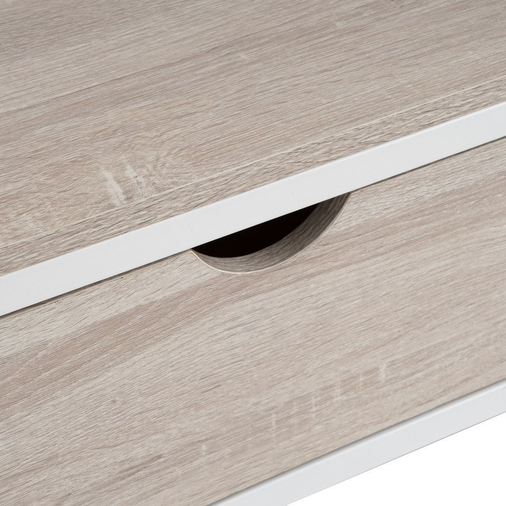 Mueble TV de madera y metal blanco con 2 cajones 120x39x57 cm