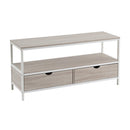Mueble TV de madera y metal blanco con 2 cajones