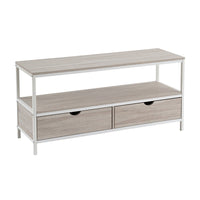 Mueble TV de madera y metal blanco con 2 cajones