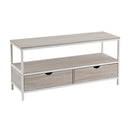 Mueble TV de madera y metal blanco con 2 cajones 120x39x57 cm