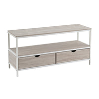 Mueble TV de madera y metal blanco con 2 cajones