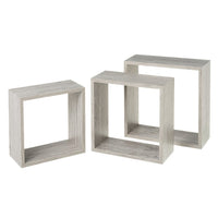 Set de 3 estantes de pared cubo gris