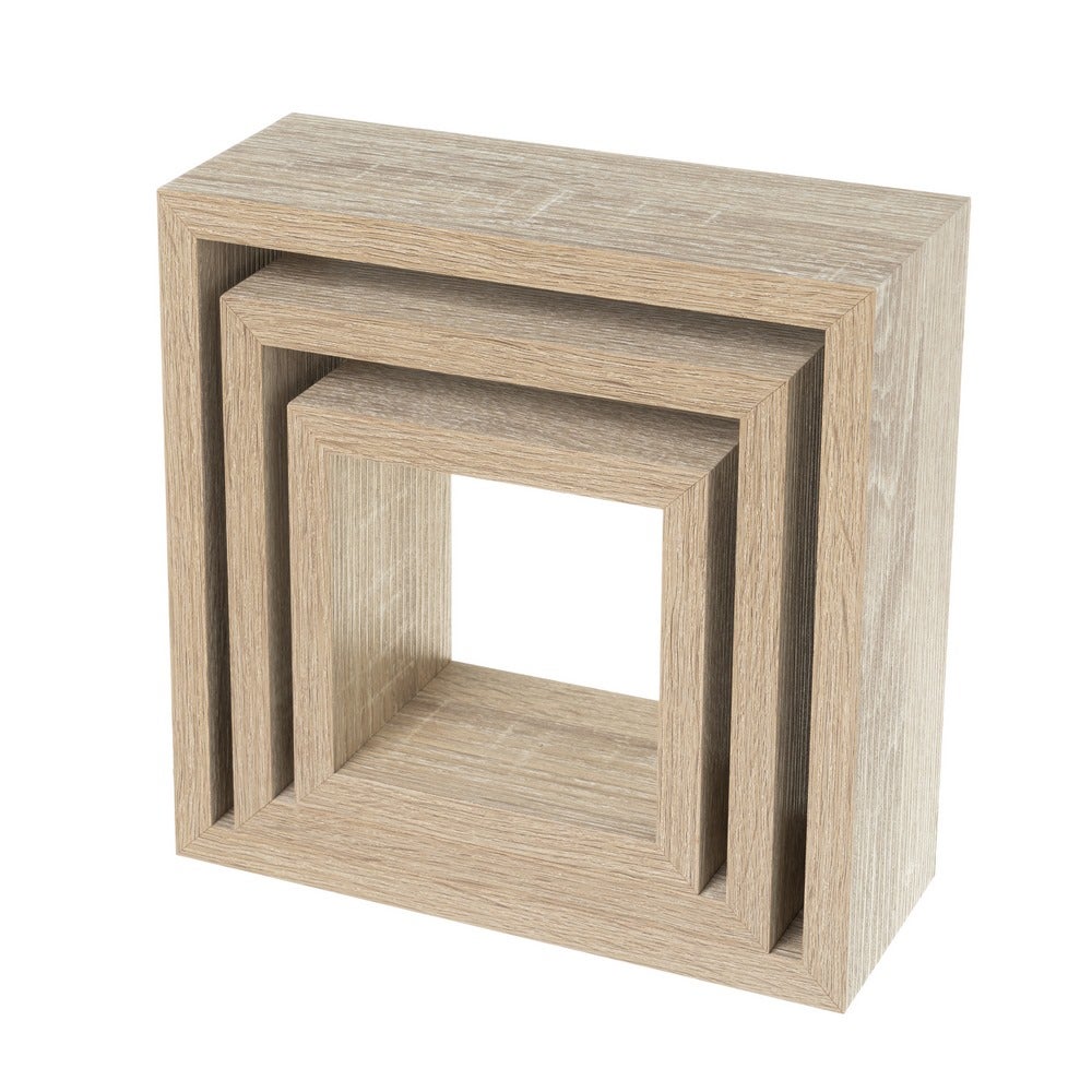 Set de 3 estantes de pared cubo roble