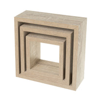 Set de 3 estantes de pared cubo roble