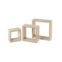 Set de 3 estantes de pared cubo roble