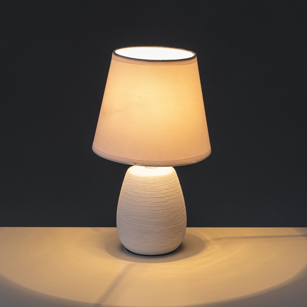 Lámpara de mesa de cerámica blanca