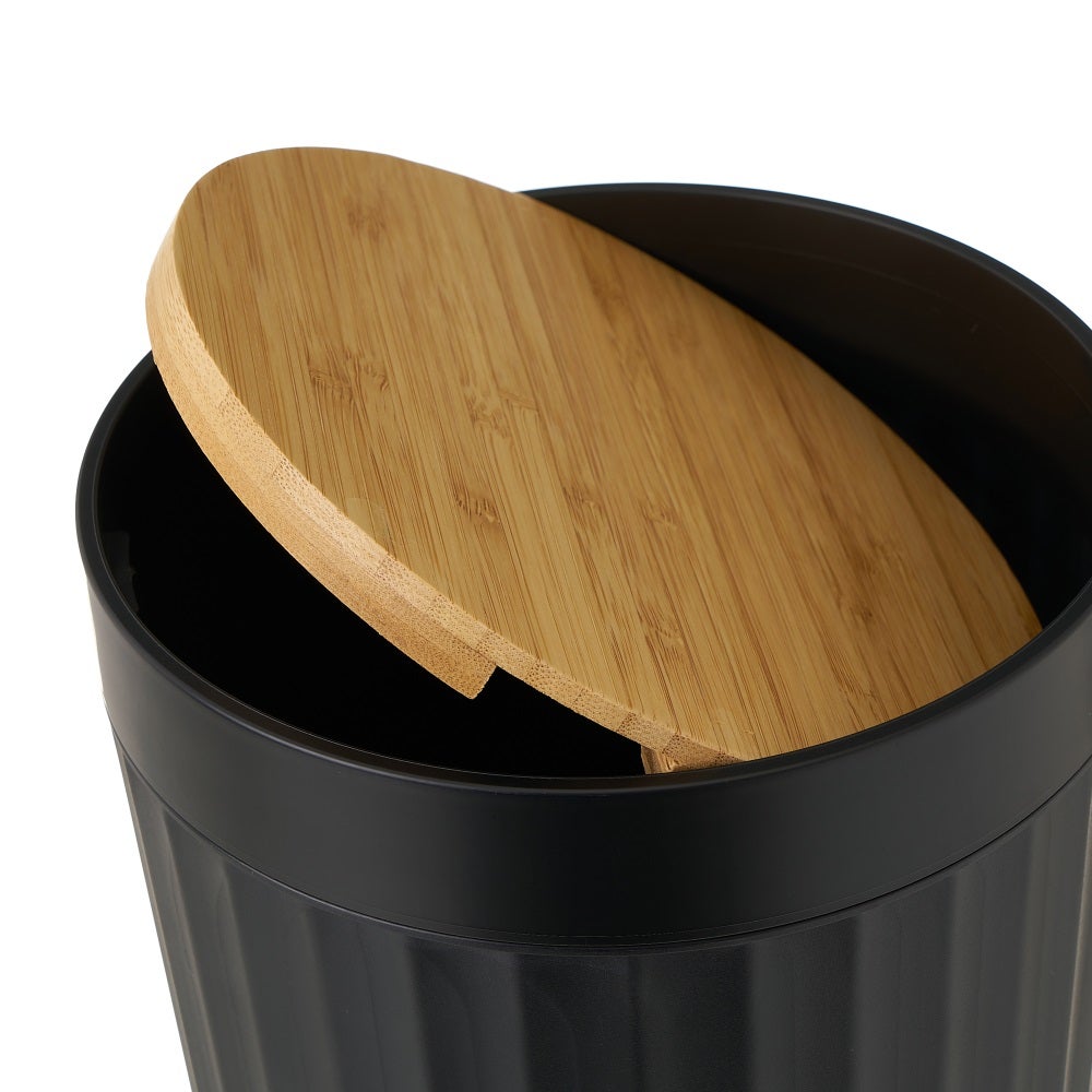 Papelera de bambú negro 5L