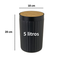 Papelera de bambú negro 5L
