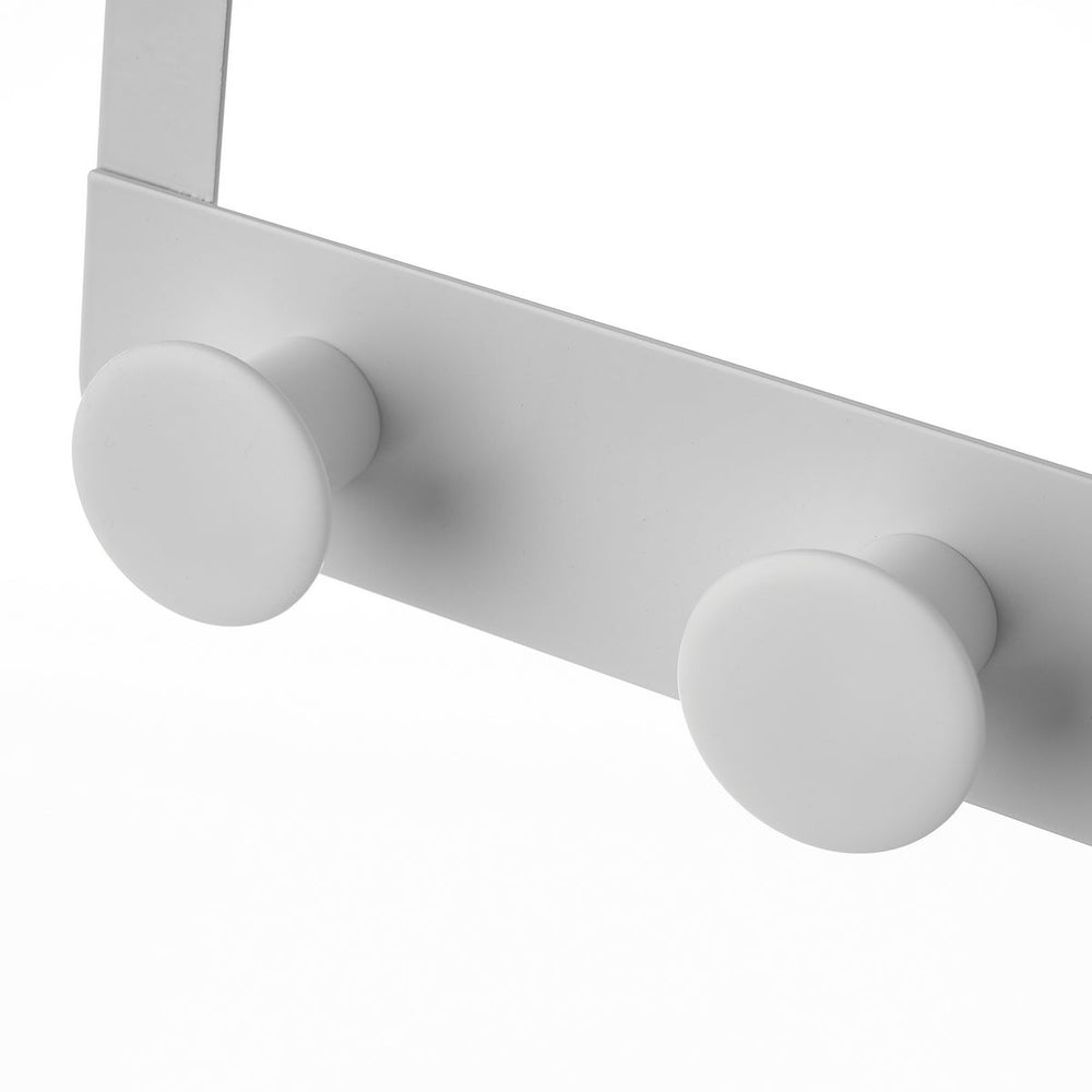 Percha Puerta 4 colgadores Blanco de Metal y ABS de 35x20 cm -