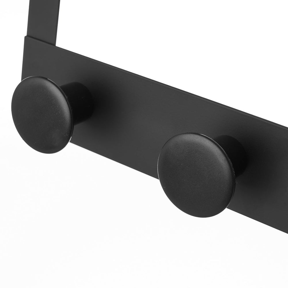 Percha puerta 3 colgadores negro de metal y ABS de 30x20 cm
