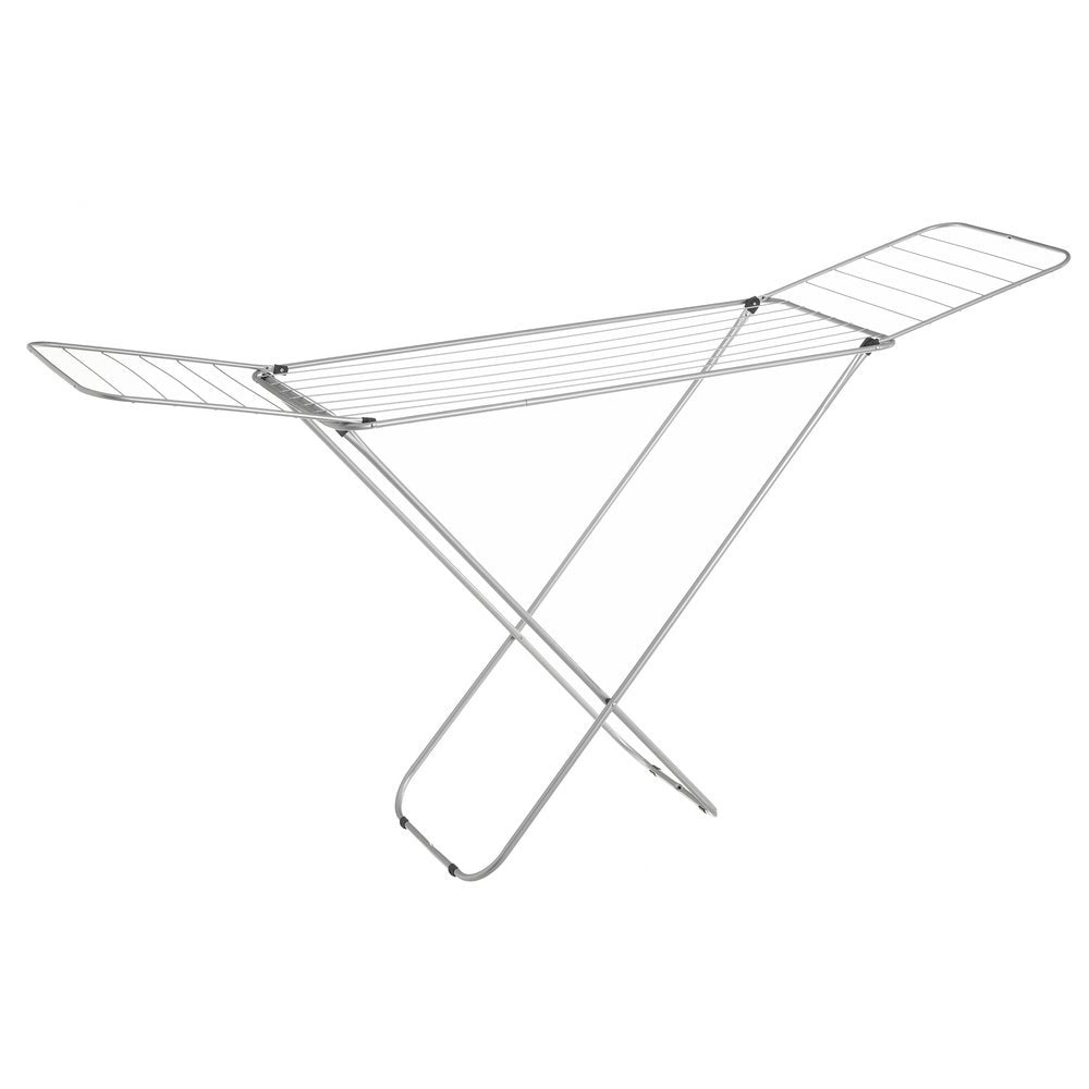 Tendedero plegable con alas gris de metal de 182x95x47 cm