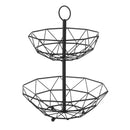 Frutero geométrico de 2 alturas negro de metal de Ø 29x38 cm -