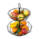 Frutero geométrico de 2 alturas negro de metal de Ø 29x38 cm -