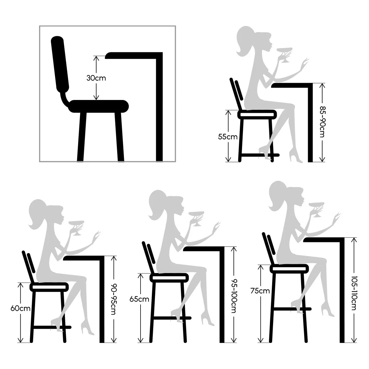 Pack de 2 taburetes de cocina de madera de 54 cm