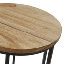 Set de 3 soportes para plantas de madera de paulonia natural y metal negro