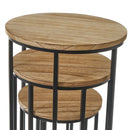 Set de 3 soportes para plantas de madera de paulonia natural y metal negro